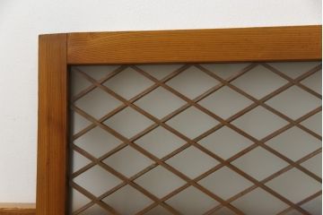 アンティーク建具　和モダンな空間づくりに活躍する両面ガラスの組子欄間(明り取り、明かり取り)(R-078802)