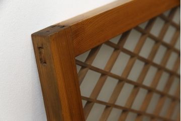 アンティーク建具　和モダンな空間づくりに活躍する両面ガラスの組子欄間(明り取り、明かり取り)(R-078802)