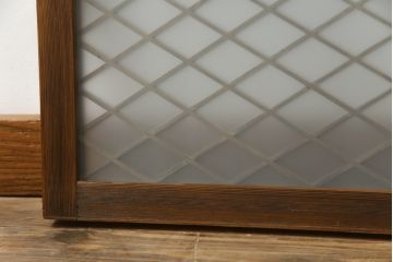 アンティーク建具　和モダンな空間づくりに活躍する両面ガラスの組子欄間(明り取り、明かり取り)(R-078802)