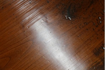 和製ヴィンテージ　極厚天板　総欅(ケヤキ)材　木の風合いを生かしたシンプルなデザインの一枚板ベンチ　(R-078803)
