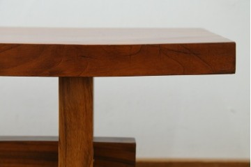 和製ヴィンテージ　極厚天板　総欅(ケヤキ)材　木の風合いを生かしたシンプルなデザインの一枚板ベンチ　(R-078803)