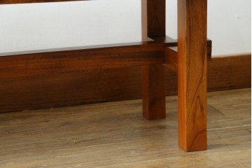 和製ヴィンテージ　極厚天板　総欅(ケヤキ)材　木の風合いを生かしたシンプルなデザインの一枚板ベンチ　(R-078803)