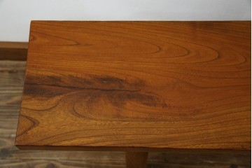 和製アンティーク　極厚天板　総欅(ケヤキ)材　木の風合いを生かしたシンプルなデザインの一枚板ベンチ　(R-078804)