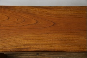 和製アンティーク　極厚天板　総欅(ケヤキ)材　木の風合いを生かしたシンプルなデザインの一枚板ベンチ　(R-078804)