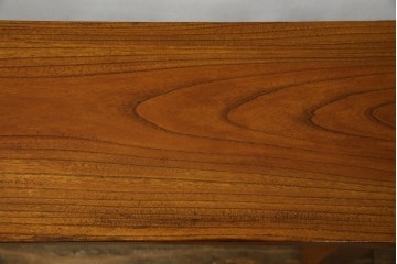 和製アンティーク　極厚天板　総欅(ケヤキ)材　木の風合いを生かしたシンプルなデザインの一枚板ベンチ　(R-078804)