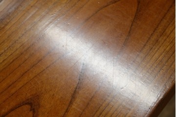 和製アンティーク　極厚天板　総欅(ケヤキ)材　木の風合いを生かしたシンプルなデザインの一枚板ベンチ　(R-078804)