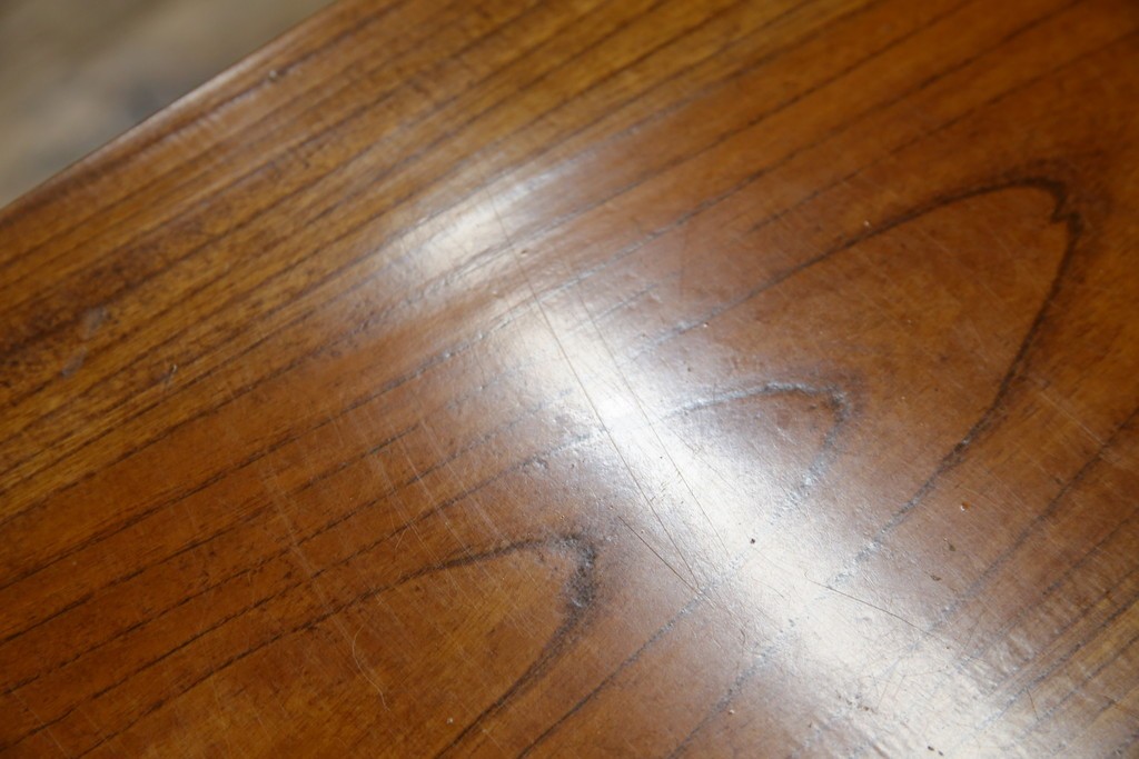 和製アンティーク　極厚天板　総欅(ケヤキ)材　木の風合いを生かしたシンプルなデザインの一枚板ベンチ　(R-078804)