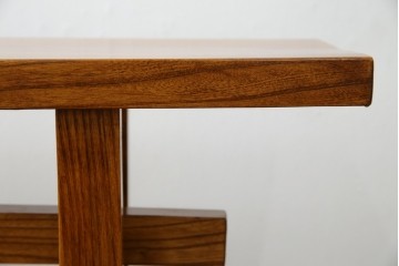 和製アンティーク　極厚天板　総欅(ケヤキ)材　木の風合いを生かしたシンプルなデザインの一枚板ベンチ　(R-078804)