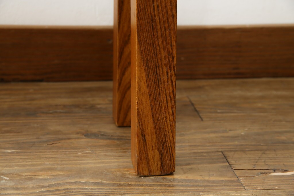 和製アンティーク　極厚天板　総欅(ケヤキ)材　木の風合いを生かしたシンプルなデザインの一枚板ベンチ　(R-078804)