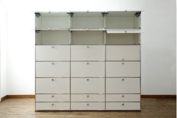 中古　USMハラー(USM Haller)　3列7段(3×7)　美しくシンプルなデザインが目を引く鉄製収納棚(戸棚、キャビネット)(定価約186万円)(R-078810)