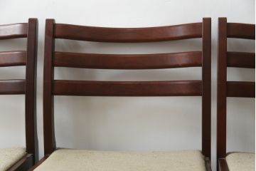 中古　希少な廃番品!!　天童木工(Tendo)　BRASILEIRA(ブラジレイラ)シリーズ　ブラジリアンローズウッドのナチュラルモダンなダイニングチェア4脚セット(アームレスチェア、椅子、イス、バラ売り可能)(R-078811)
