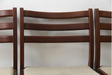 中古　希少な廃番品!!　天童木工(Tendo)　BRASILEIRA(ブラジレイラ)シリーズ　ブラジリアンローズウッドのナチュラルモダンなダイニングチェア4脚セット(アームレスチェア、椅子、イス、バラ売り可能)(R-078811)