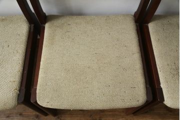 中古　希少な廃番品!!　天童木工(Tendo)　BRASILEIRA(ブラジレイラ)シリーズ　ブラジリアンローズウッドのナチュラルモダンなダイニングチェア4脚セット(アームレスチェア、椅子、イス、バラ売り可能)(R-078811)