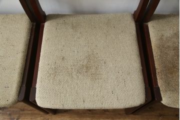 中古　希少な廃番品!!　天童木工(Tendo)　BRASILEIRA(ブラジレイラ)シリーズ　ブラジリアンローズウッドのナチュラルモダンなダイニングチェア4脚セット(アームレスチェア、椅子、イス、バラ売り可能)(R-078811)