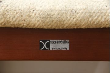 中古　希少な廃番品!!　天童木工(Tendo)　BRASILEIRA(ブラジレイラ)シリーズ　ブラジリアンローズウッドのナチュラルモダンなダイニングチェア4脚セット(アームレスチェア、椅子、イス、バラ売り可能)(R-078811)