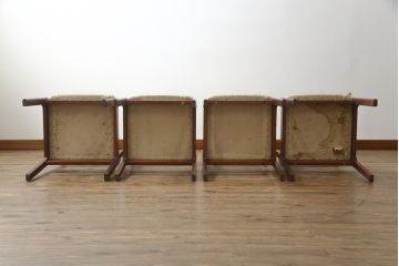 中古　希少な廃番品!!　天童木工(Tendo)　BRASILEIRA(ブラジレイラ)シリーズ　ブラジリアンローズウッドのナチュラルモダンなダイニングチェア4脚セット(アームレスチェア、椅子、イス、バラ売り可能)(R-078811)