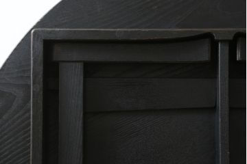 和製アンティーク　栓材　落ち着いた色味が大人の雰囲気を演出する丸型ちゃぶ台(折りたたみテーブル、座卓、ローテーブル)(R-078812)