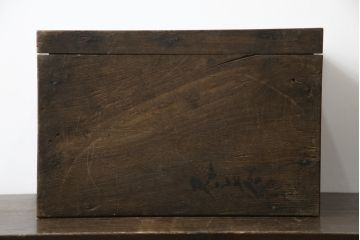 和製アンティーク　栗材　時代の流れを感じる佇まいが魅力的な銭箱(銭函)(R-078815)