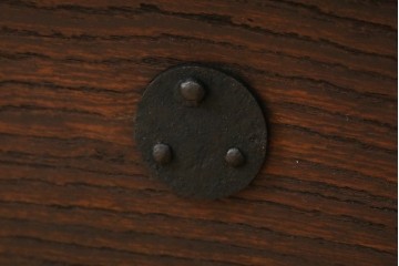 和製アンティーク　漆塗り　総欅(ケヤキ)材　落ち着いた木の色味が魅力的な銭箱(銭函)(R-078816)