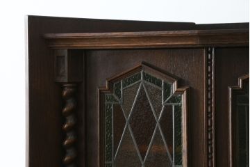イギリスビンテージ　希少　オーク材　2way　シックな佇まいで大人な雰囲気を醸し出すキャビネットとキャスター付きバーカウンターのセット(収納棚、戸棚、食器棚、カップボード、カウンターテーブル、ヴィンテージ、英国)(R-078817)