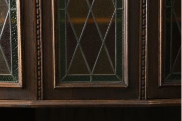 イギリスビンテージ　希少　オーク材　2way　シックな佇まいで大人な雰囲気を醸し出すキャビネットとキャスター付きバーカウンターのセット(収納棚、戸棚、食器棚、カップボード、カウンターテーブル、ヴィンテージ、英国)(R-078817)