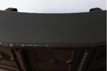 イギリスビンテージ　希少　オーク材　2way　シックな佇まいで大人な雰囲気を醸し出すキャビネットとキャスター付きバーカウンターのセット(収納棚、戸棚、食器棚、カップボード、カウンターテーブル、ヴィンテージ、英国)(R-078817)