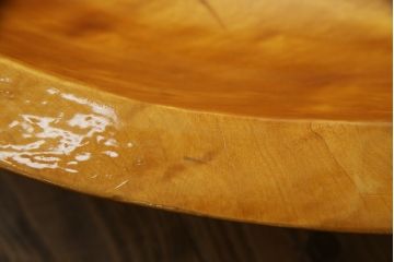 中古　特大!!　楓(カエデ)材　温かみのある色合いが魅力的なくり抜き鉢(こね鉢、ディスプレイボウル、店舗什器)(R-078818)