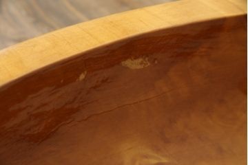 中古　特大!!　楓(カエデ)材　温かみのある色合いが魅力的なくり抜き鉢(こね鉢、ディスプレイボウル、店舗什器)(R-078818)
