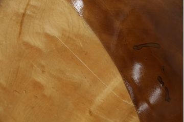 中古　特大!!　楓(カエデ)材　温かみのある色合いが魅力的なくり抜き鉢(こね鉢、ディスプレイボウル、店舗什器)(R-078818)