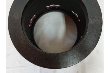 明治期　時代物　上手物　彫刻　鎌倉彫り　菊文　深みのある漆が上品な火鉢(漆器、木製、丸火鉢、手あぶり)(R-078824)
