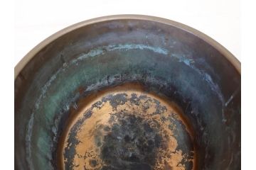 明治期　時代物　上手物　彫刻　鎌倉彫り　菊文　深みのある漆が上品な火鉢(漆器、木製、丸火鉢、手あぶり)(R-078824)