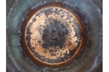 明治期　時代物　上手物　彫刻　鎌倉彫り　菊文　深みのある漆が上品な火鉢(漆器、木製、丸火鉢、手あぶり)(R-078824)