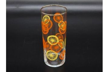 昭和レトロ　レモン　オレンジ　ノスタルジックな雰囲気がおしゃれなグラス12点セット(タンブラー、コップ、ガラス、硝子、二色、果物、箱付き、金彩)(R-078826)
