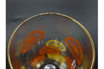 昭和レトロ　レモン　オレンジ　ノスタルジックな雰囲気がおしゃれなグラス12点セット(タンブラー、コップ、ガラス、硝子、二色、果物、箱付き、金彩)(R-078826)