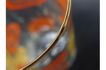 昭和レトロ　レモン　オレンジ　ノスタルジックな雰囲気がおしゃれなグラス12点セット(タンブラー、コップ、ガラス、硝子、二色、果物、箱付き、金彩)(R-078826)