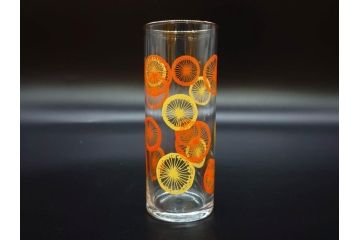 昭和レトロ　レモン　オレンジ　食卓に彩を与えるグラス11点セット(タンブラー、コップ、ガラス、硝子、二色、果物、箱付き、金彩)(R-078827)