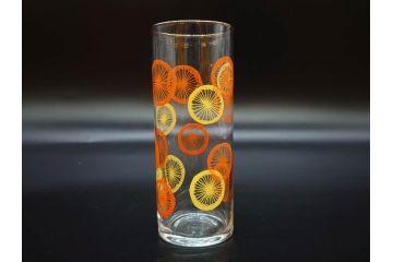 昭和レトロ　レモン　オレンジ　食卓に彩を与えるグラス11点セット(タンブラー、コップ、ガラス、硝子、二色、果物、箱付き、金彩)(R-078827)