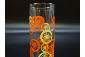 昭和レトロ　レモン　オレンジ　食卓に彩を与えるグラス11点セット(タンブラー、コップ、ガラス、硝子、二色、果物、箱付き、金彩)(R-078827)