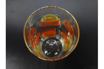 昭和レトロ　レモン　オレンジ　食卓に彩を与えるグラス11点セット(タンブラー、コップ、ガラス、硝子、二色、果物、箱付き、金彩)(R-078827)