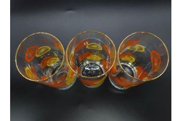 昭和レトロ　レモン　オレンジ　食卓に彩を与えるグラス11点セット(タンブラー、コップ、ガラス、硝子、二色、果物、箱付き、金彩)(R-078827)