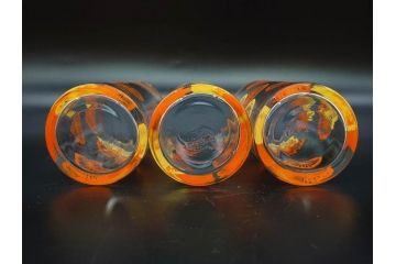 昭和レトロ　レモン　オレンジ　食卓に彩を与えるグラス11点セット(タンブラー、コップ、ガラス、硝子、二色、果物、箱付き、金彩)(R-078827)