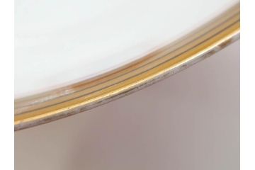 大正〜昭和初期　名古屋製陶所　オールド名陶(メイトー)　約21cm　6.8寸　鮮やかな朱色が目を引く菓子鉢(皿、深鉢、どんぶり、大鉢、和皿、中皿、菓子器、魚、鳳凰、鳥、鶏、獅子唐草、和食器、六寸八分、裏印)(R-078831)