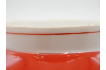 大正〜昭和初期　名古屋製陶所　オールド名陶(メイトー)　約21cm　6.8寸　鮮やかな朱色が目を引く菓子鉢(皿、深鉢、どんぶり、大鉢、和皿、中皿、菓子器、魚、鳳凰、鳥、鶏、獅子唐草、和食器、六寸八分、裏印)(R-078831)