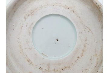 江戸期　古伊万里　染付　山水図　約26cm　8.6寸　器全体に描かれた細やかな色絵が見事な深鉢(大鉢、大皿、深皿、菊、藍草花文、和皿、和食器、八寸六分)(R-078832)