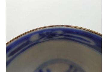 大明成化年製　堆金積玉　染付　兎図　うさぎの跳躍感を感じる可愛らしい湯呑み5客セット(梅、中国?、ウサギ、ぐい呑み、湯呑み、煎茶、湯のみ、和食器)(R-078835)