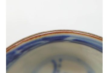 大明成化年製　堆金積玉　染付　兎図　兎のデザインが愛らしく心が和む湯呑み5客セット(梅、中国?、ウサギ、ぐい呑み、湯呑み、煎茶、湯のみ、和食器)(R-078836)