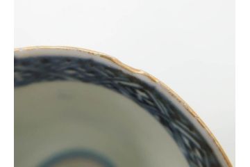 江戸期　古伊万里　金彩　松竹梅　染付　縁周りに施された石垣文が印象的なお猪口5客セット(蕎麦猪口、酒器、おちょこ、御猪口、湯呑み、湯のみ、お猪口、和食器)(R-078837)
