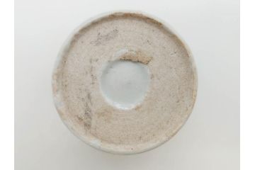 明治期　染付　矢羽根文　幾何学模様　岩波文　素朴なデザインが魅力のお猪口5客セット(蕎麦猪口、酒器、おちょこ、御猪口、湯呑み、湯のみ、和食器)(R-078838)