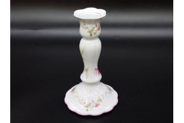 ビンテージ　フランス　LIMOGES(リモージュ)　GIRAUD(ジロー)　花柄がエレガントなプレート4枚&キャンドルスタンドセット(ヴィンテージ、フラワー、燭台、ろうそく立て、火立て、キャンドルスティック、蝋燭立て、皿、中皿、磁器、洋食器)(R-078839)