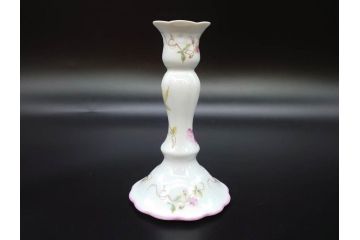 ビンテージ　フランス　LIMOGES(リモージュ)　GIRAUD(ジロー)　花柄がエレガントなプレート4枚&キャンドルスタンドセット(ヴィンテージ、フラワー、燭台、ろうそく立て、火立て、キャンドルスティック、蝋燭立て、皿、中皿、磁器、洋食器)(R-078839)